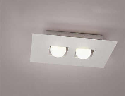 Mantra Cocoon Rectangular Flush Ceiling 2 Light G9, Silver/Frosted White Glass
