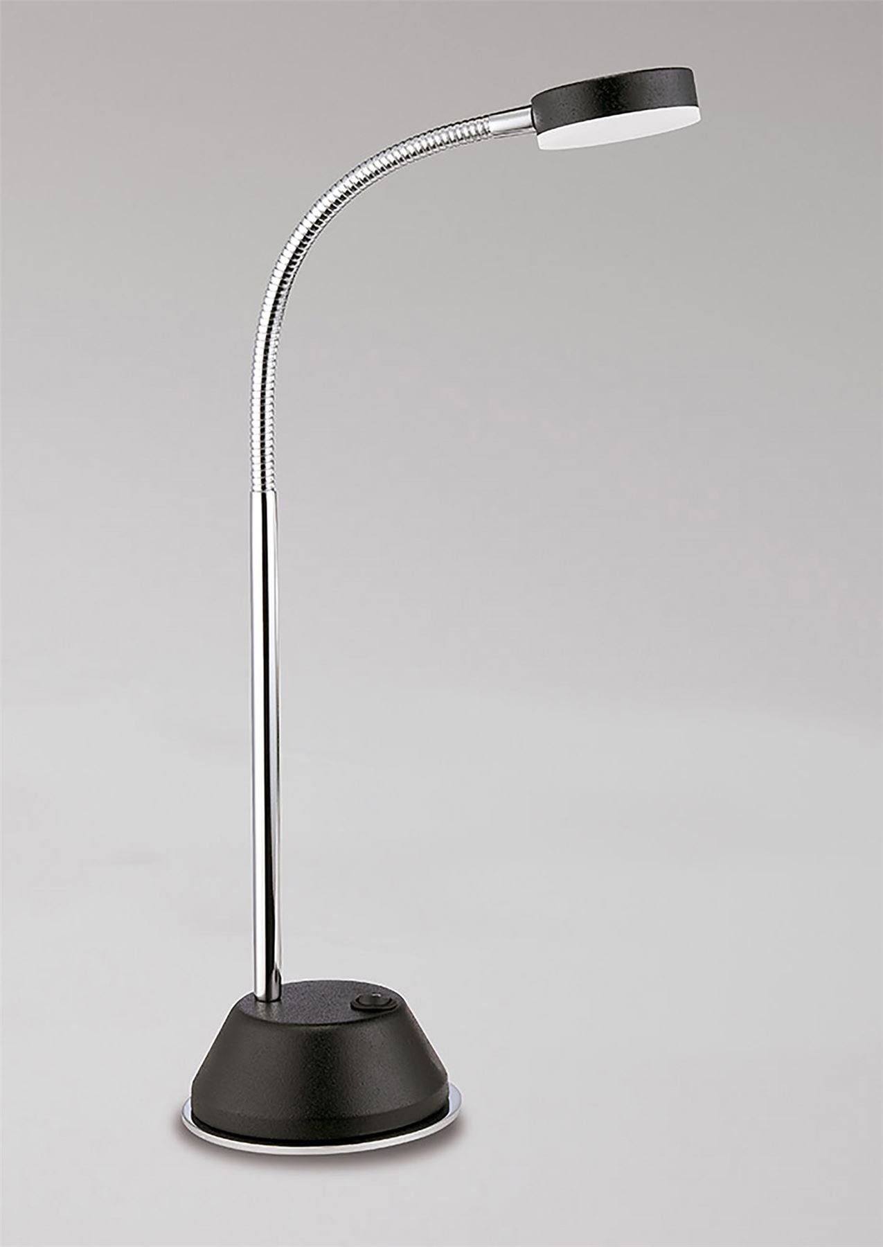 Mantra Fusion Tobias Table Lamp 1 Light 3W LED 3000K, 300lm, Matt Black/Frosted Acrylic/Polished Chrome, 3yrs Warranty
