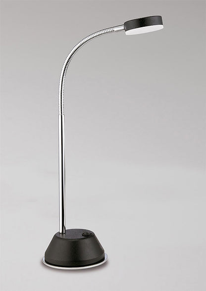 Mantra Fusion Tobias Table Lamp 1 Light 3W LED 3000K, 300lm, Matt Black/Frosted Acrylic/Polished Chrome, 3yrs Warranty