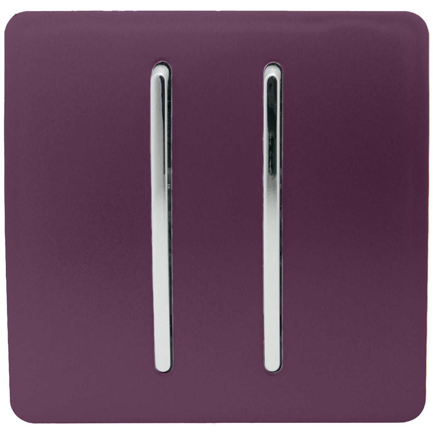 Trendi 2 Gang 2 Way 240V Screwless Artistic Modern Glossy 10 Amp Chrome Rocker Electrical Wall Light Switch in Plum Purple (2 pack)