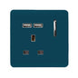 Trendi 1 Gang Artistic Modern Glossy 13 Amp 2x2.1mA USB Switched Tactile Midnight Blue