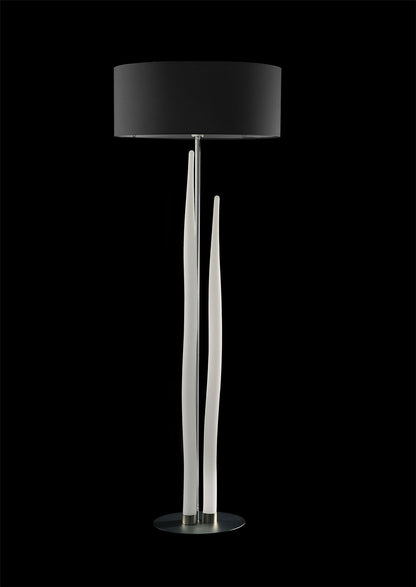 Mantra Estalacta Floor Lamp 3 Light GU10 Indoor, Silver/Opal White with Black Shade