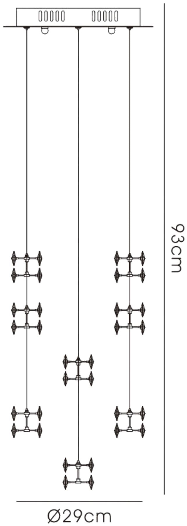 Diyas Nico 29cm  9 Light G4 Polished Chrome/Crystal, NOT LED/CFL Compatible Ceiling Pendant Light Fitting