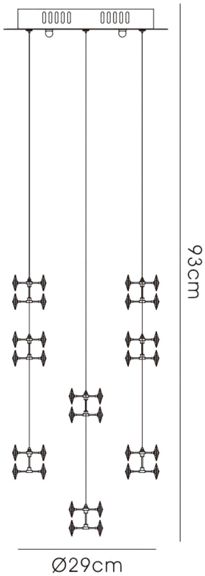 Diyas Nico 29cm  9 Light G4 Polished Chrome/Crystal, NOT LED/CFL Compatible Ceiling Pendant Light Fitting