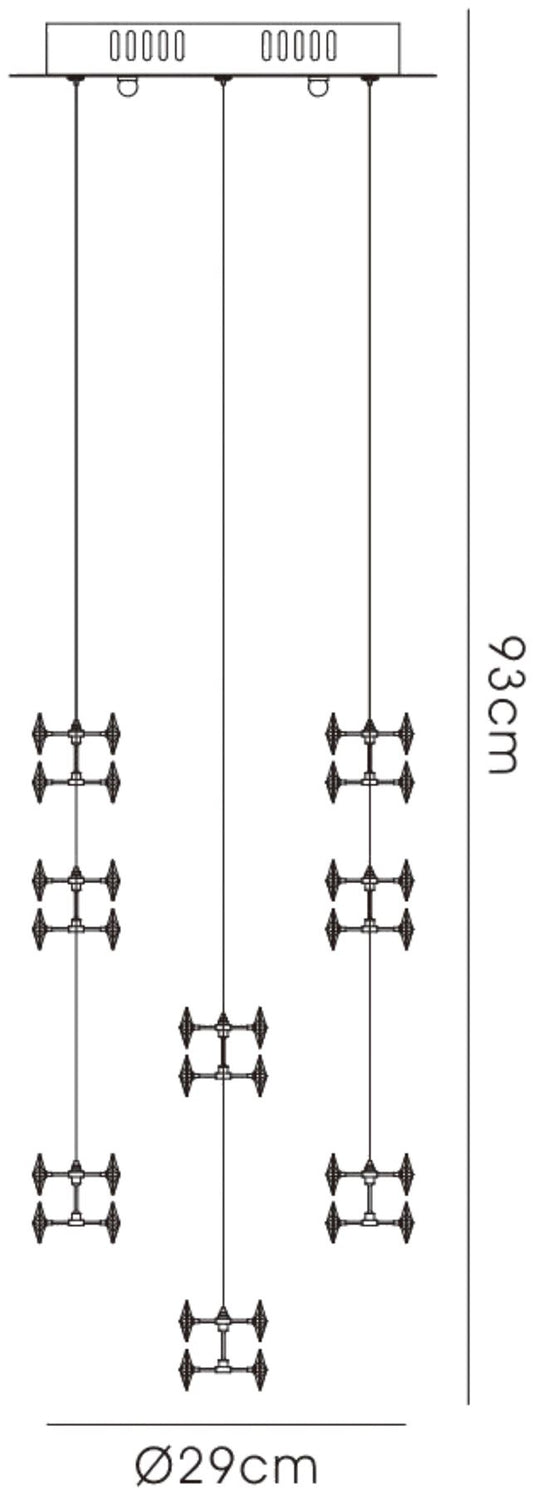 Diyas Nico 29cm  9 Light G4 Polished Chrome/Crystal, NOT LED/CFL Compatible Ceiling Pendant Light Fitting