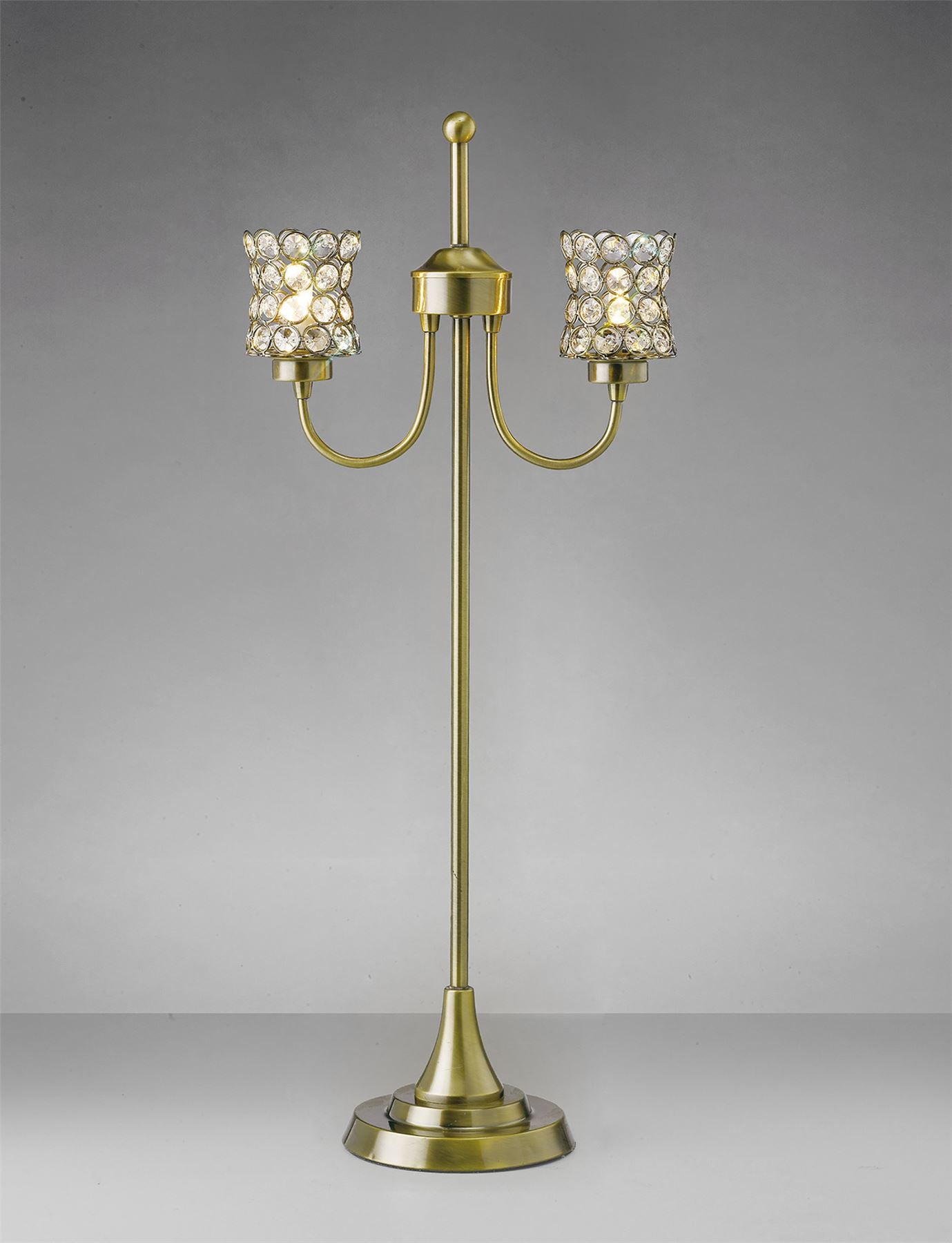 Diyas Nelson Table Lamp 2 Light G9 Antique Brass/Crystal