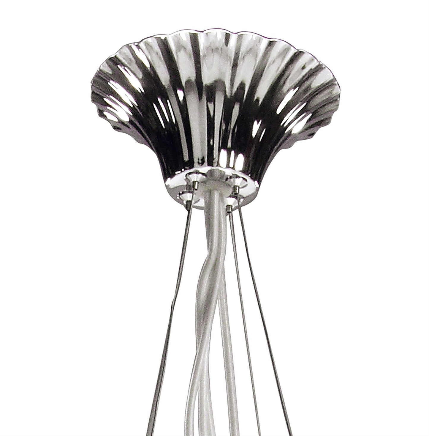 Mantra Lucca 71cm Pendant 4 Light E27, Polished Chrome with White Shades & Clear Crystal