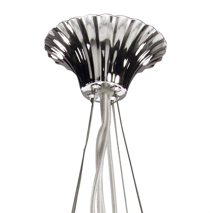 Mantra Lucca 71cm Pendant 4 Light E27, Polished Chrome with White Shades & Clear Crystal