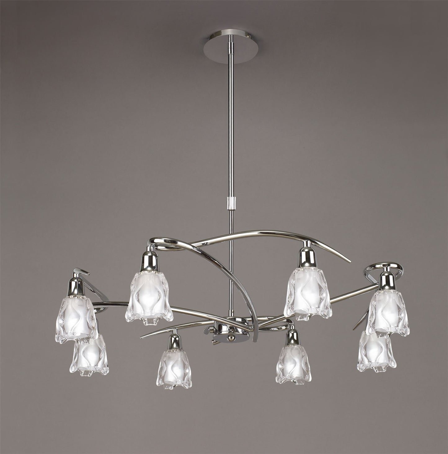 Mantra Amel 75cm Telescopic 8 Light L1/SGU10, Polished Chrome, CFL Lamps INCLUDED