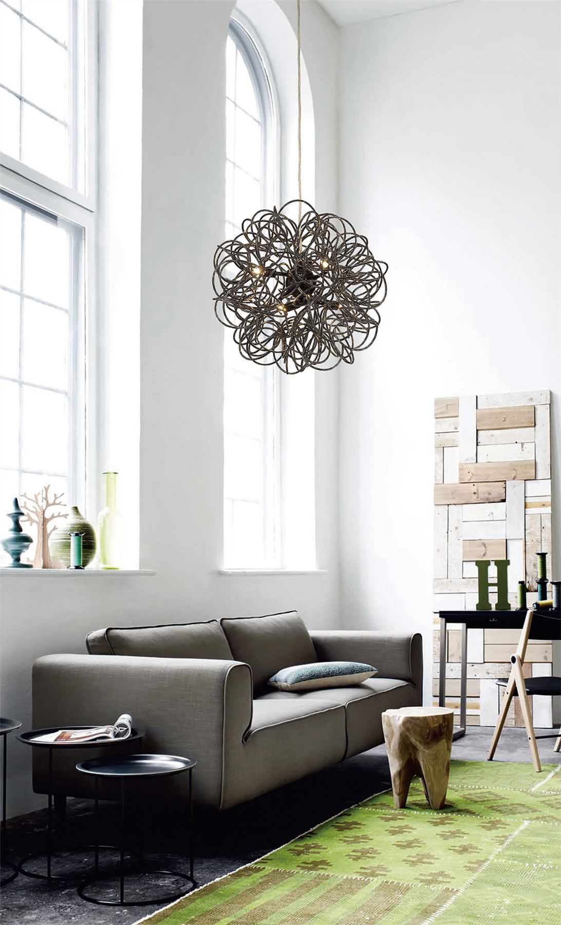 Deco Cassidy Pendant Round Interwinding Aluminium 6 Light G9 Black