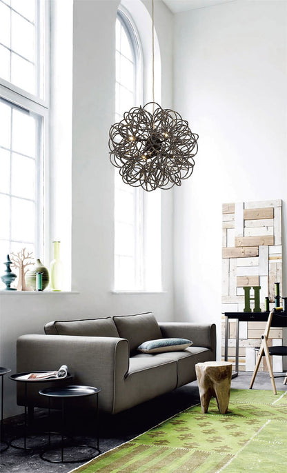 Deco Cassidy Pendant Round Interwinding Aluminium 6 Light G9 Black