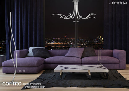 Mantra M6108 Corinto Floor Lamp 174cm, 30W LED, 3000K, 2400lm Dimmable, Silver Chrome, 3yrs Warranty