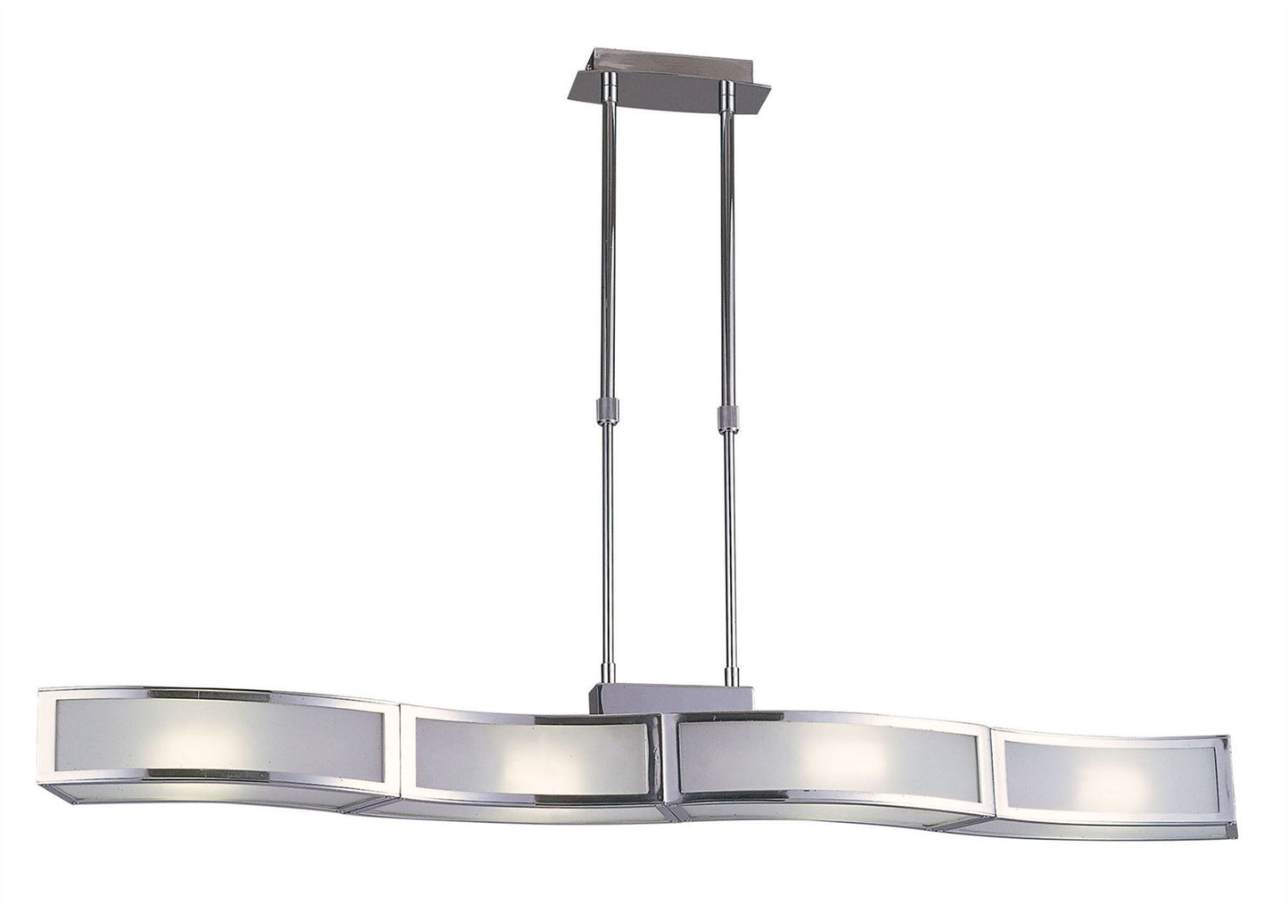 Mantra Duna GU10 Linear Pendant 4 Light L1, SGU10 Bar, Polished Chrome, White Acrylic, CFL Lamps INCLUDED