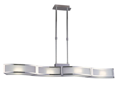 Mantra Duna GU10 Linear Pendant 4 Light L1, SGU10 Bar, Polished Chrome, White Acrylic, CFL Lamps INCLUDED