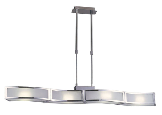 Mantra Duna GU10 Linear Pendant 4 Light L1, SGU10 Bar, Polished Chrome, White Acrylic, CFL Lamps INCLUDED