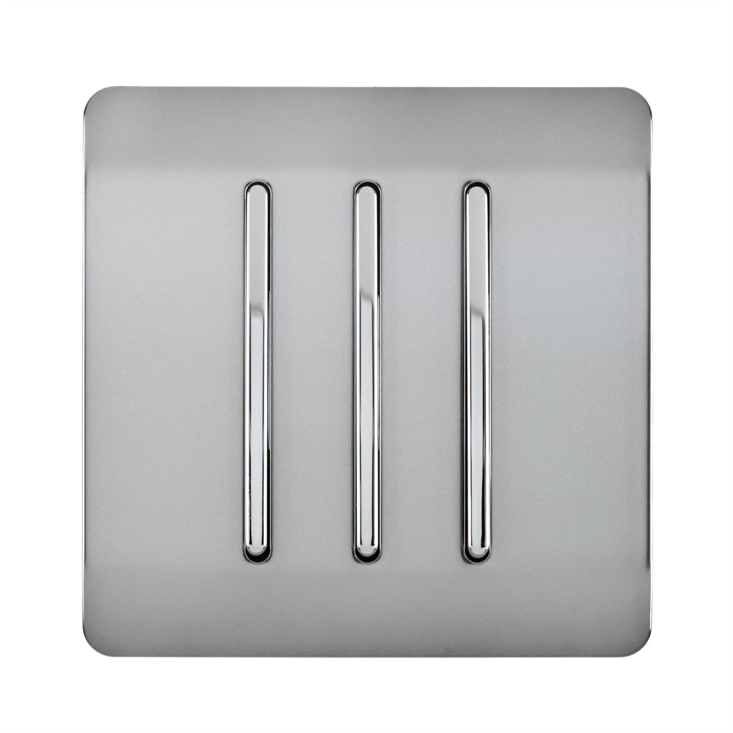 Trendi 3 Gang 2 Way Artistic Modern Glossy 10 Amp Rocker Tactile Light Switch Stainless Steel