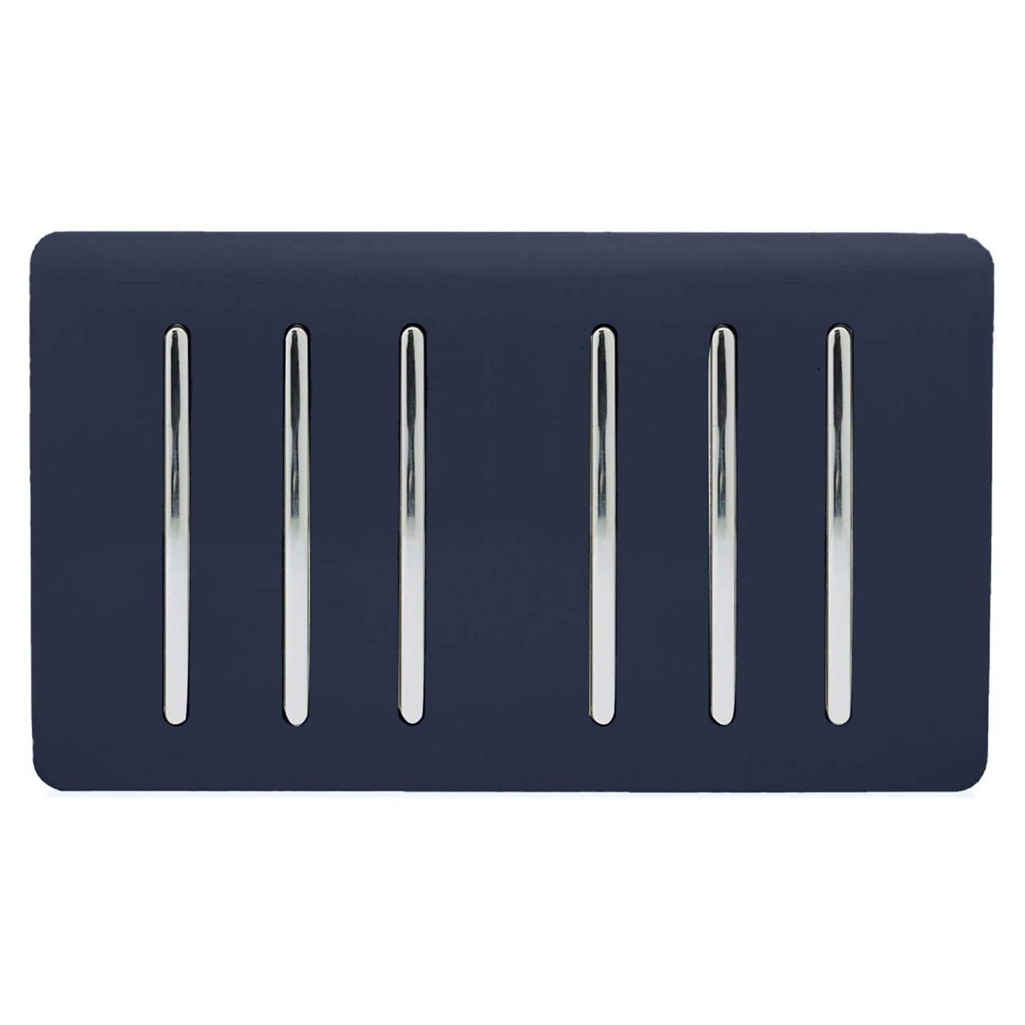 Trendi Artistic Modern Glossy 6 Gang 2 Way Rocker Double Plate Tactile Light Switch Navy