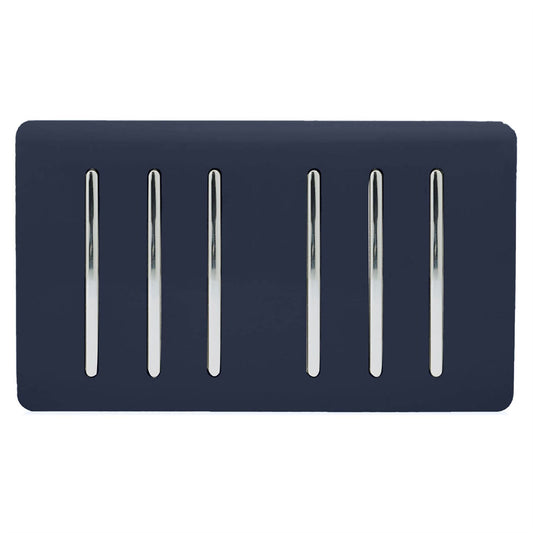 Trendi Artistic Modern Glossy 6 Gang 2 Way Rocker Double Plate Tactile Light Switch Navy