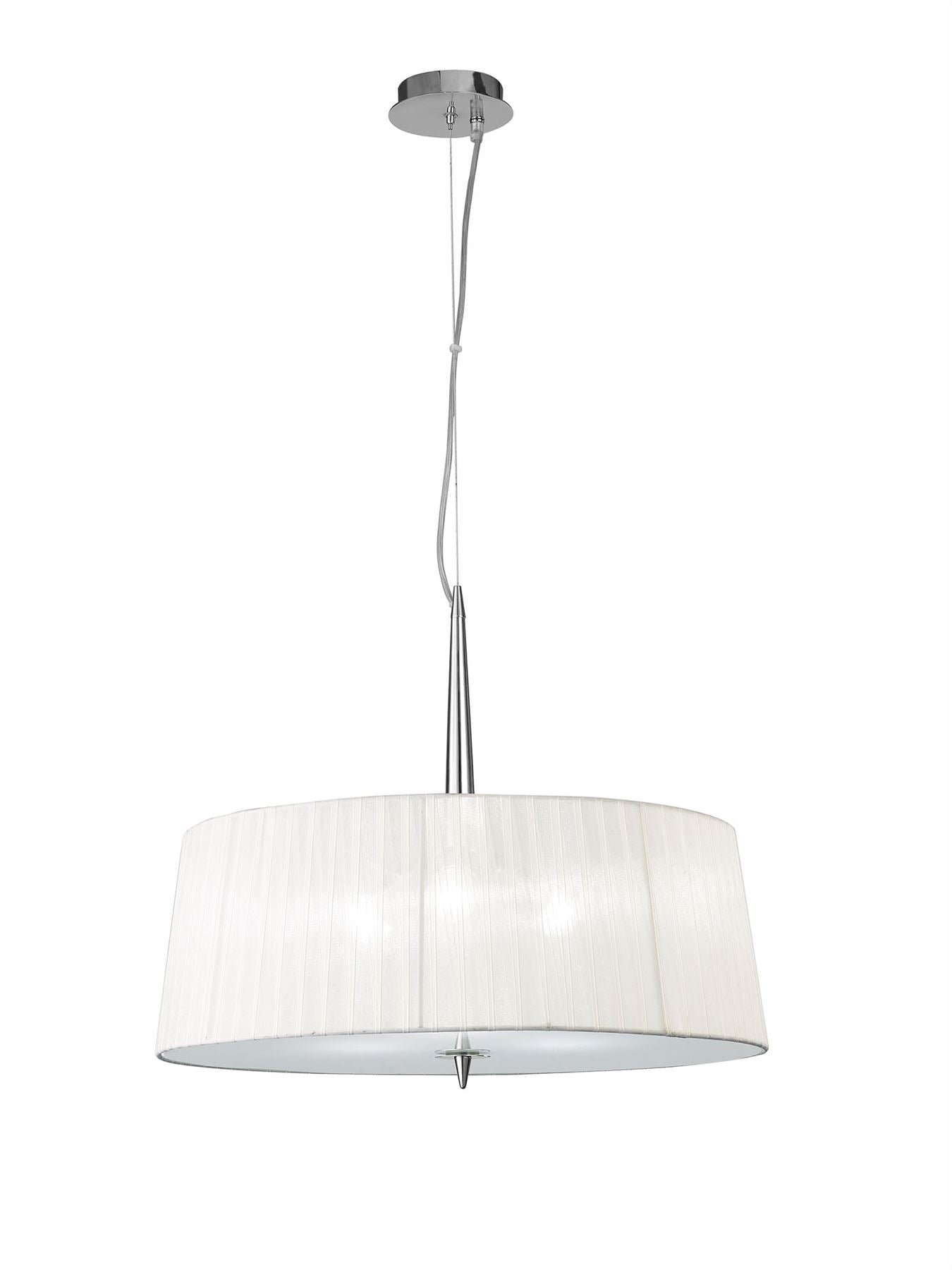 Mantra M4639 Loewe Single Pendant 3 Light E27, Polished Chrome with White Shade