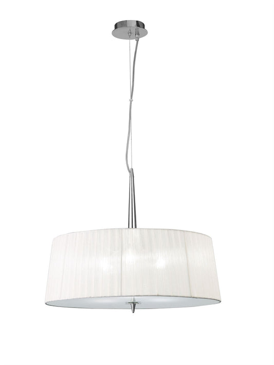 Mantra M4639 Loewe Single Pendant 3 Light E27, Polished Chrome with White Shade