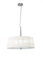 Mantra M4639 Loewe Single Pendant 3 Light E27, Polished Chrome with White Shade