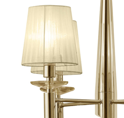Mantra Tiffany 55cm Pendant 4+4 Light E14+G9, French Gold with Cream Shades & Clear Crystal