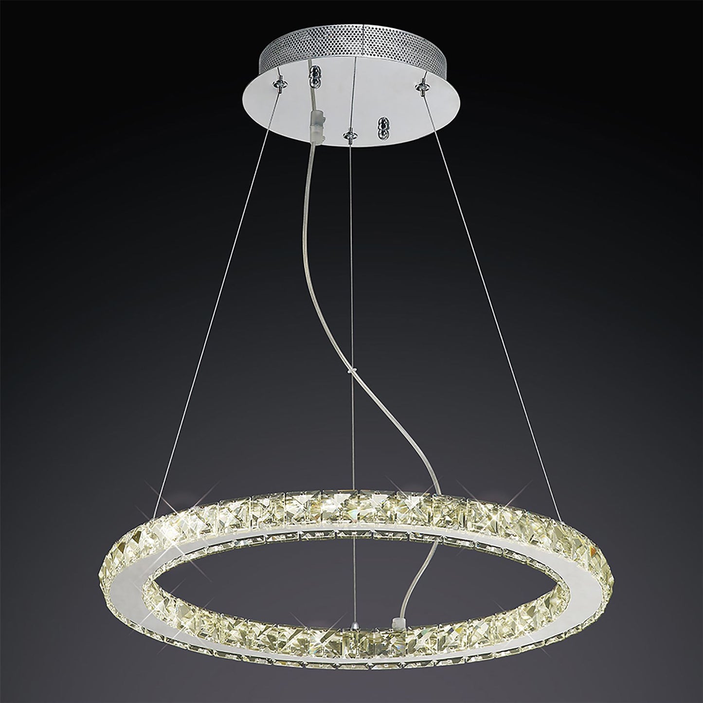Diyas Galaxy  Round Small 27W LED 4000K Polished Chrome/Crystal Ceiling Pendant Light Fitting