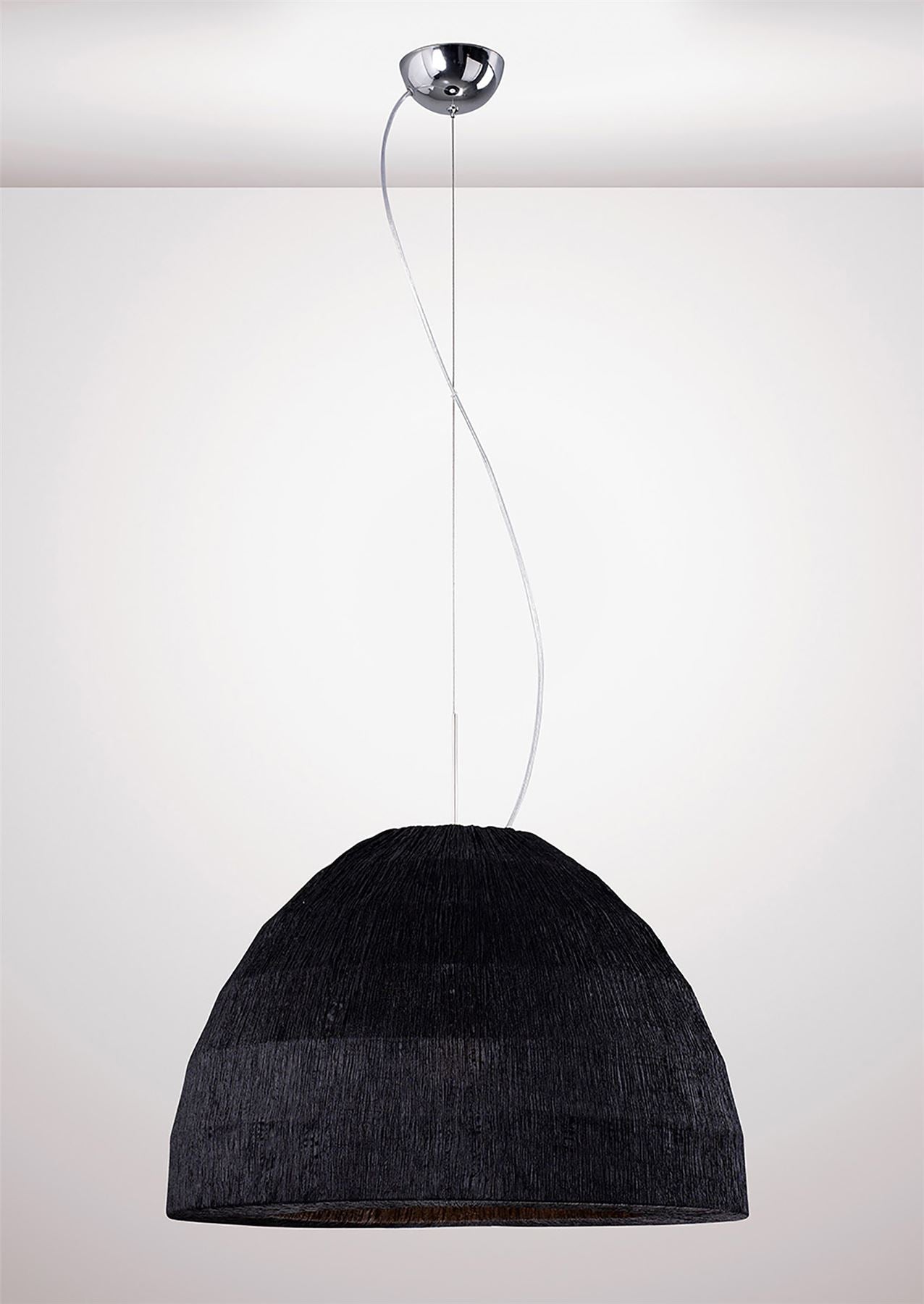 Diyas Domo 60cm  3 Light E27 Polished Chrome/Black Fabric Shade Ceiling Pendant Light Fitting