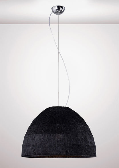 Diyas Domo 60cm  3 Light E27 Polished Chrome/Black Fabric Shade Ceiling Pendant Light Fitting