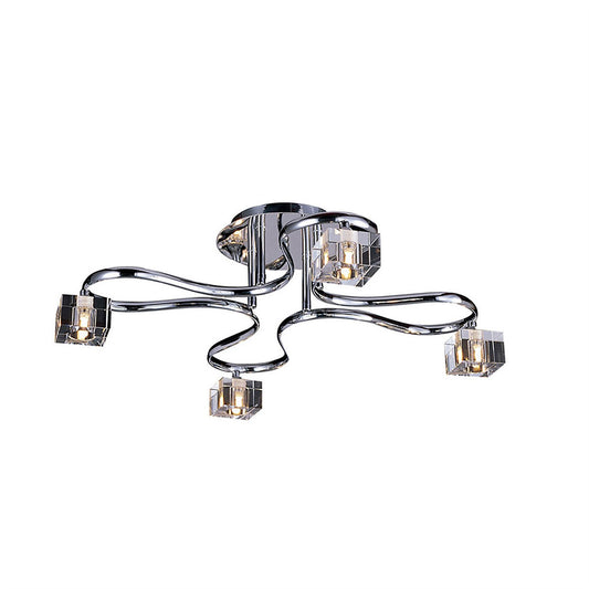 Diyas Sisco 69cm Semi Flush Round 4 Light G9 Polished Chrome