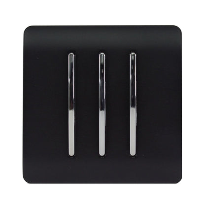 Trendi 3 Gang 2 Way  10 Amp Rocker Light Switch Matt Black ART-SS6BK
