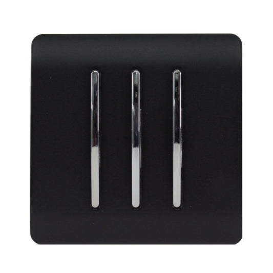 Trendi 3 Gang 2 Way  10 Amp Rocker Light Switch Matt Black ART-SS6BK