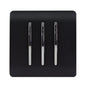 Trendi 3 Gang 2 Way  10 Amp Rocker Light Switch Matt Black ART-SS6BK