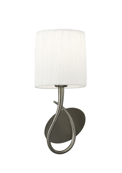Mantra Lua Wall Light Switched 1 Light E27, Satin Nickel with White Shade