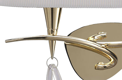 Mantra Mara Wall Light Switched 2 Light E14, French Gold with Ivory White Shade
