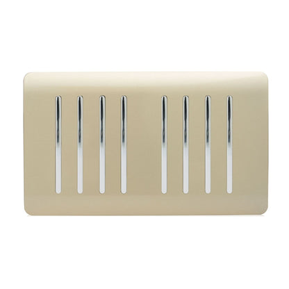 Trendi 8 Gang 2 Way Rocker Black Double Plate Light Switch in Gold - ART-SS88GO