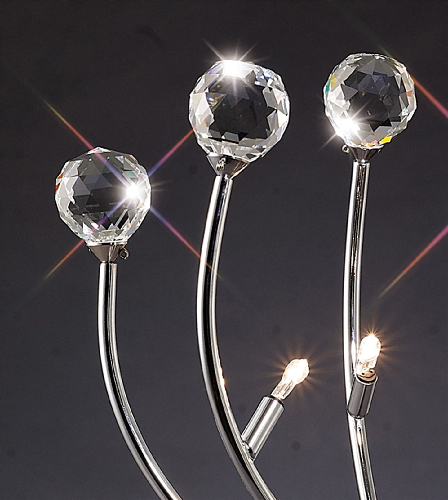 Diyas Xeena Crystal Table Lamp 3 Light G4 Polished Chrome, NOT LED/CFL Compatible