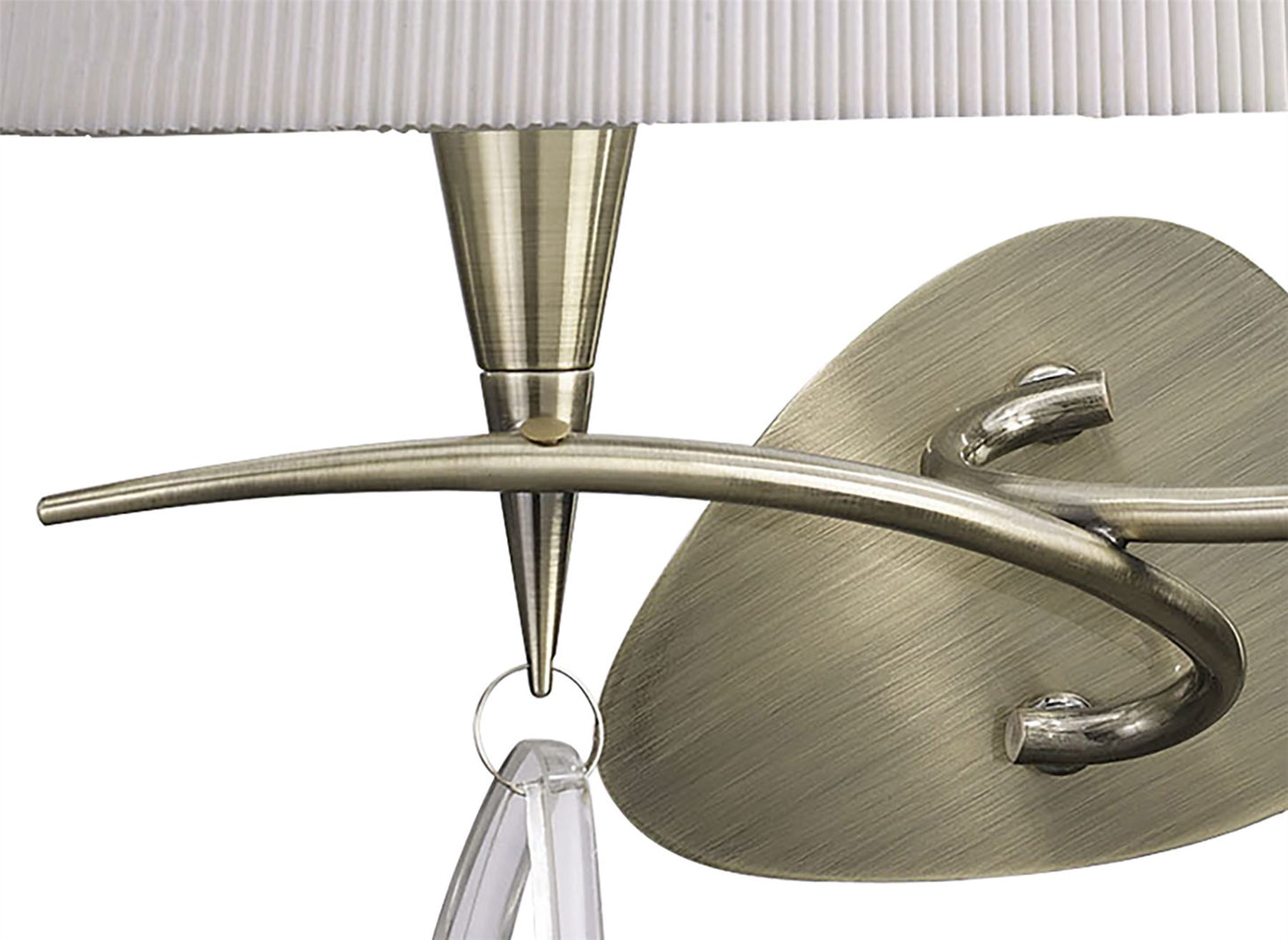 Mantra Mara Wall Light 2 Light E14, Antique Brass with Ivory White Shade