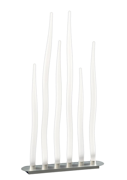Mantra Estalacta Floor Lamp 6 Light GU10 Bar Indoor/Outdoor IP44, Silver/Opal White