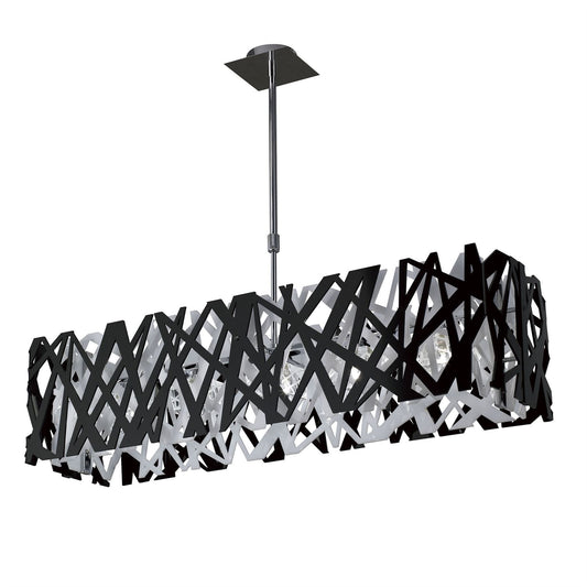 Mantra Tokio Rectangular Pendant 5 Light G9 Polished Chrome/Black/White