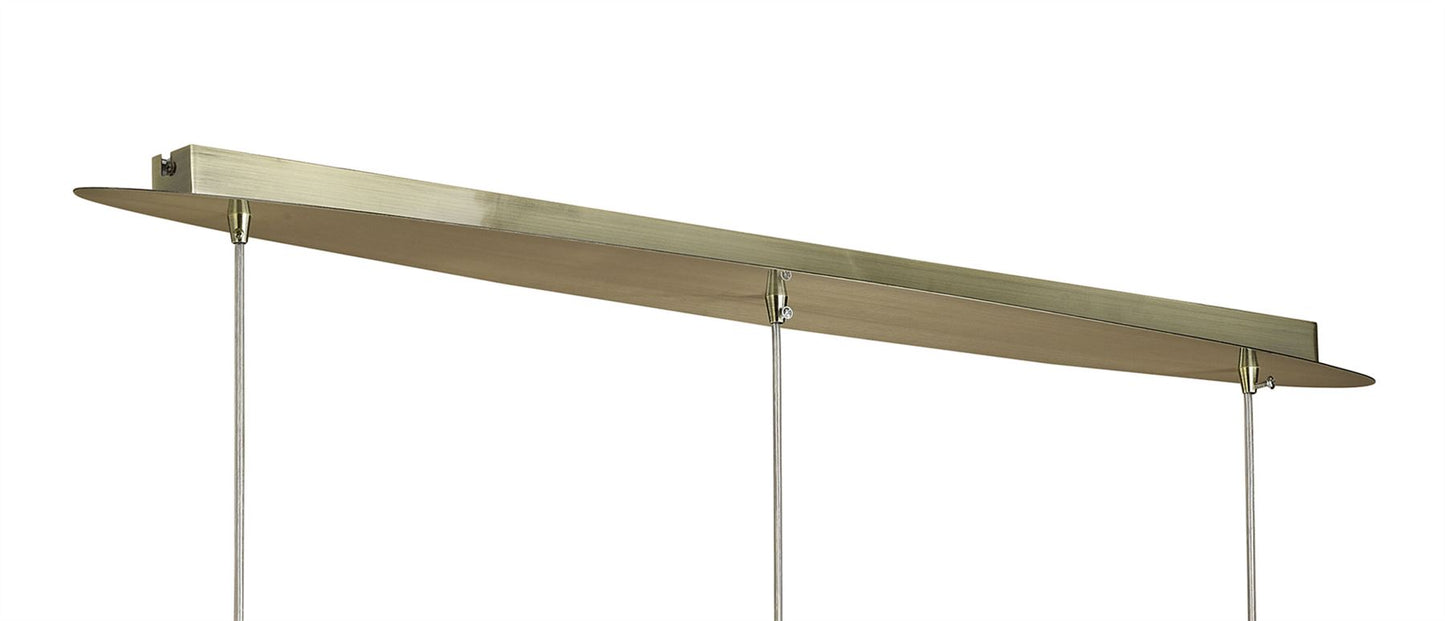 Mantra M3875 Tiffany Linear Pendant 3+3 Light E27+G9 Line, Antique Brass with Soft Bronze Shades & Clear Crystal