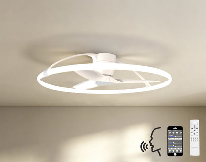 Nepal 105cm 75W LED Dimmable Light With Built-In 35W DC Reversible Fan, White Finish c/w Remote Control, APP & Alexa/Google Voice Control, 7200lm