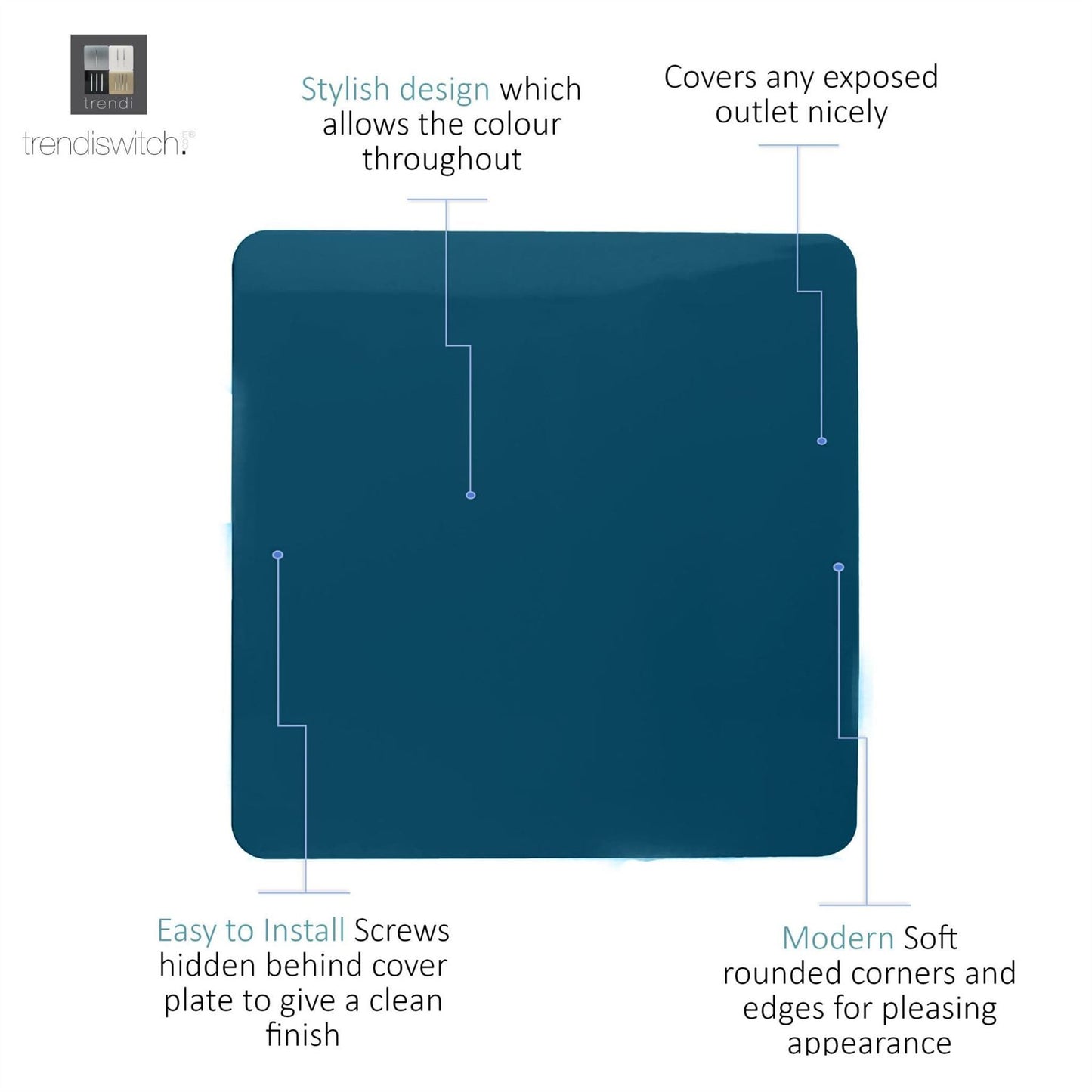 Trendi Artistic Modern Glossy Tactile Single Blanking Plate Midnight Blue