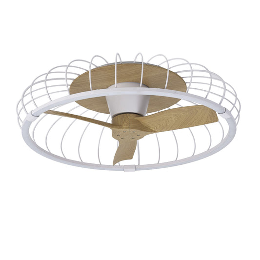 Nature 79cm 75W LED Dimmable Ceiling Light With Built-In 30W DC Reversible Fan, White/Wood Finish c/w Remote & APP Control, 5000lm