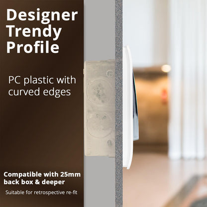 Trendi Switch 2 Gang Retractive white