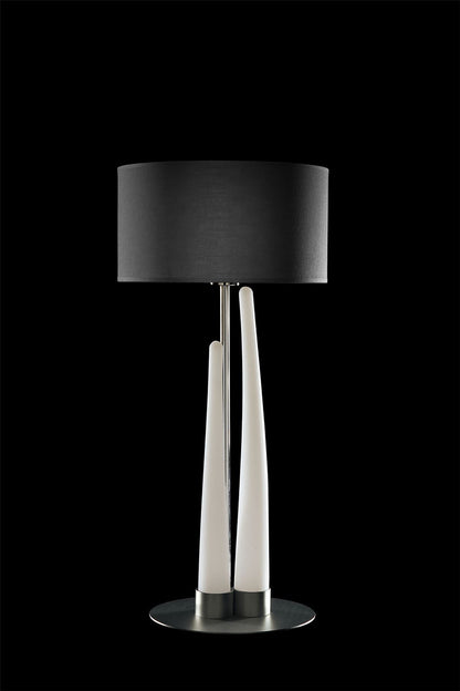 Mantra Estalacta Table Lamp 3 Light GU10 Indoor, Silver/Opal White with Black Shade