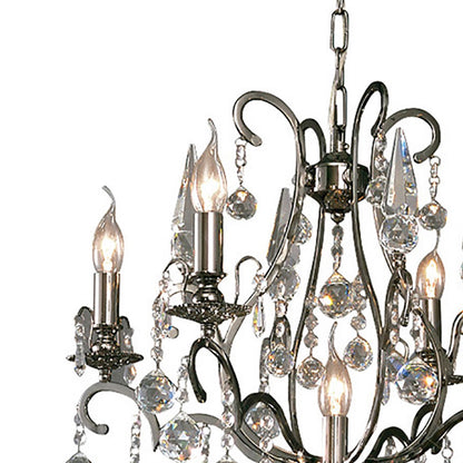 Diyas Pescara 65cm  Round 5 Light E14 Black Chrome/Crystal Ceiling Pendant Light Fitting