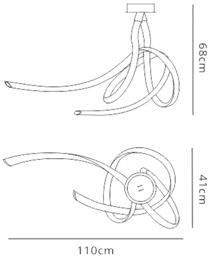 Mantra Armonia Semi Flush Large Ribbons, Dimmable, 60W LED, 3000K, 4500lm, Titanium/Frosted Acrylic, 3yrs Warranty Ceiling