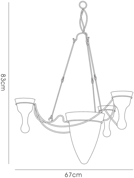 Diyas Home (DH) Tessa  3 Arm Black/Clear Glass Ceiling Pendant Light Fitting