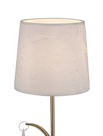 Mantra M6339 Andrea Table Lamp 45cm, 1 x E14 (Max 20W), Antique Brass, White Shades, White Crystal Droplets